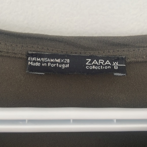 Zara Olive Green High Low Top Size Medium - Picture 2 of 5